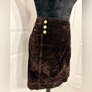 Ecetera Brown Suede Skirt with Gold Accents